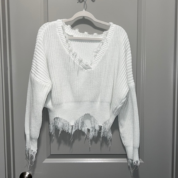 Sweaters - White distressed sweater